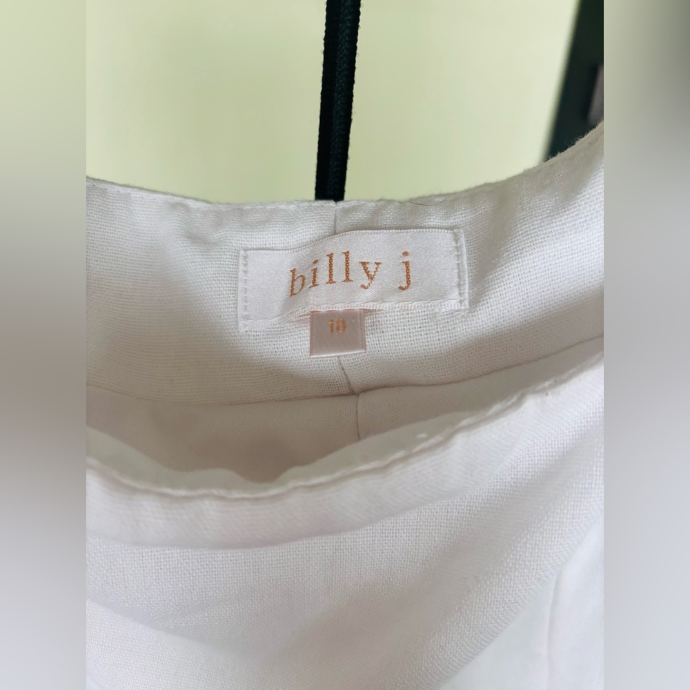 Billy J White Linen Mini Dress with Pockets Size 18 - Picture 4 of 5